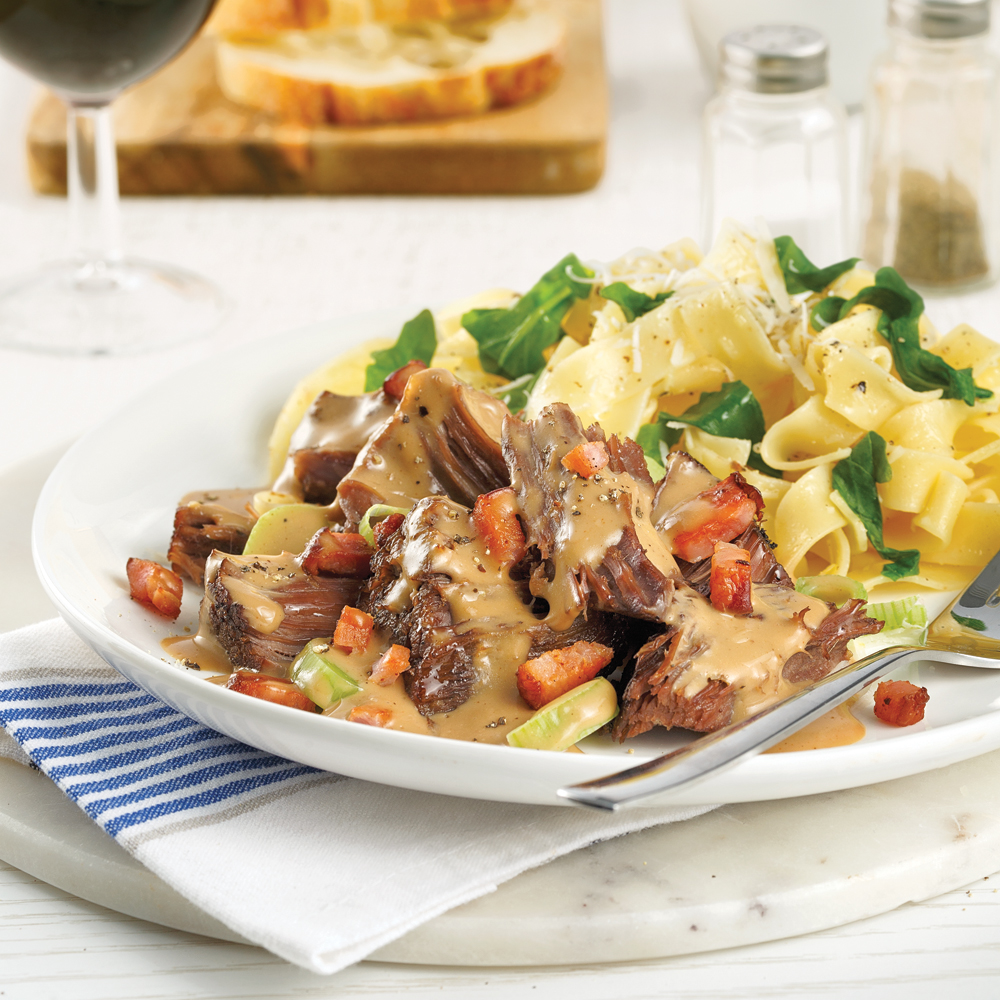 Braised beef with beer and leeks in the slow cooker | Braised beef recipe