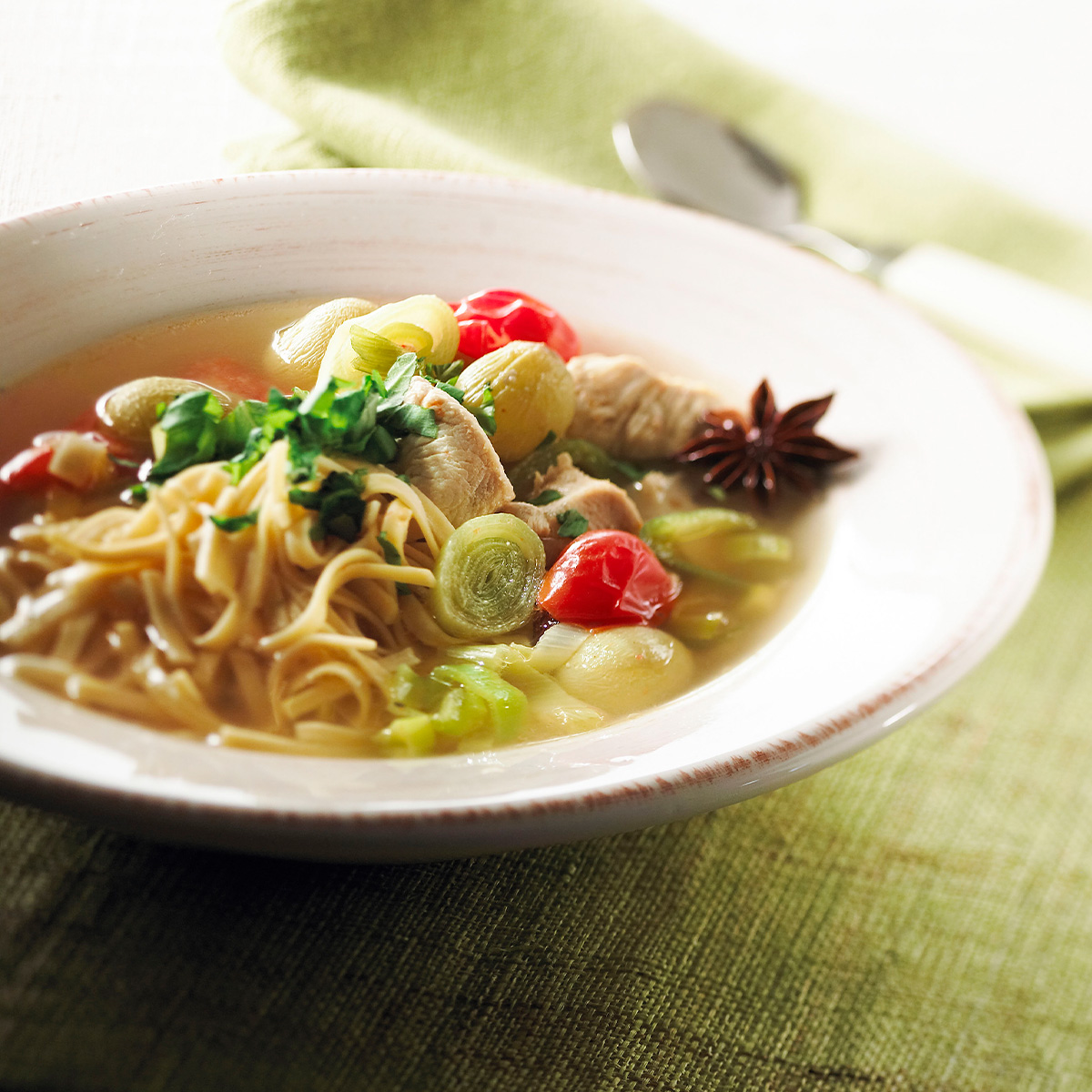 Aniseed chicken and leeks soup | Soup and cream recipe