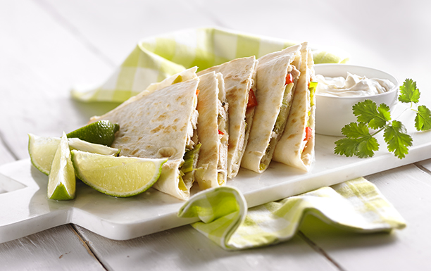Recette de quesadillas au poulet et aux poireaux tranchés