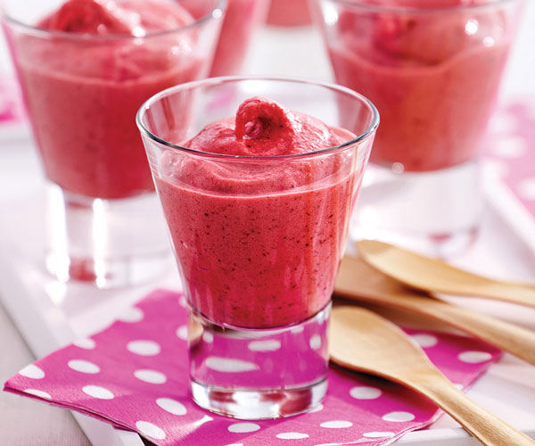 Recette rapide et simple de sorbet minute aux framboises et liqueur de litchi