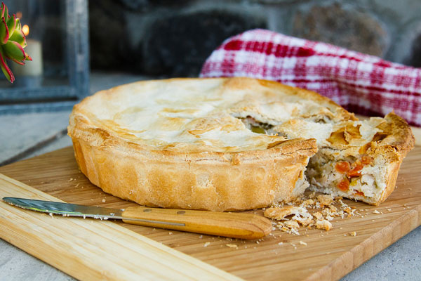 Recette simple de souper : pâté au poulet avec des poireaux