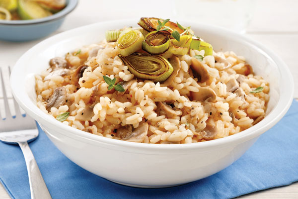 Recette simple de souper : risotto aux champignons et aux poireaux