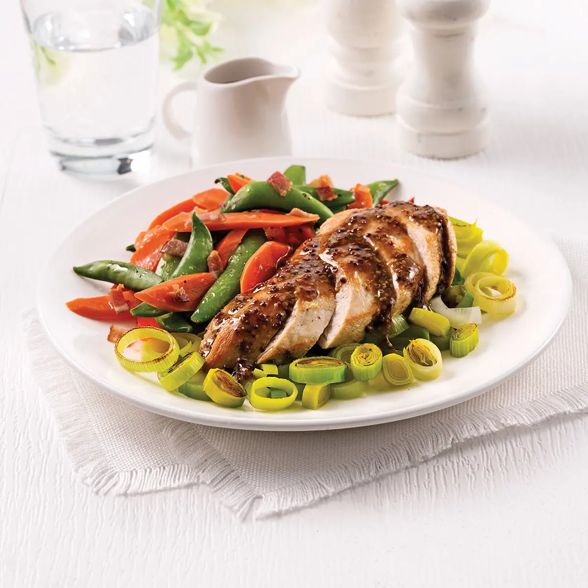 Chicken with mustard and leeks