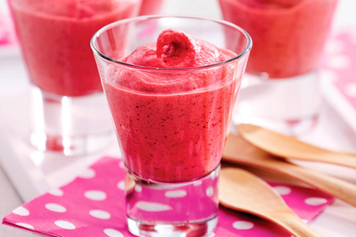 Sorbet minute aux framboises et liqueur de litchi