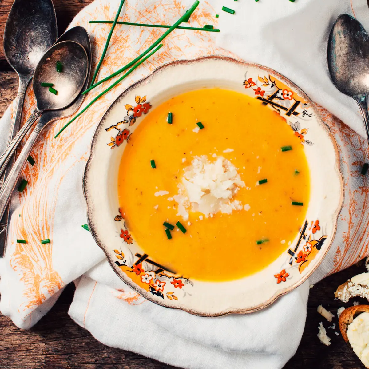 Butternut squash, leek and apple beer soup