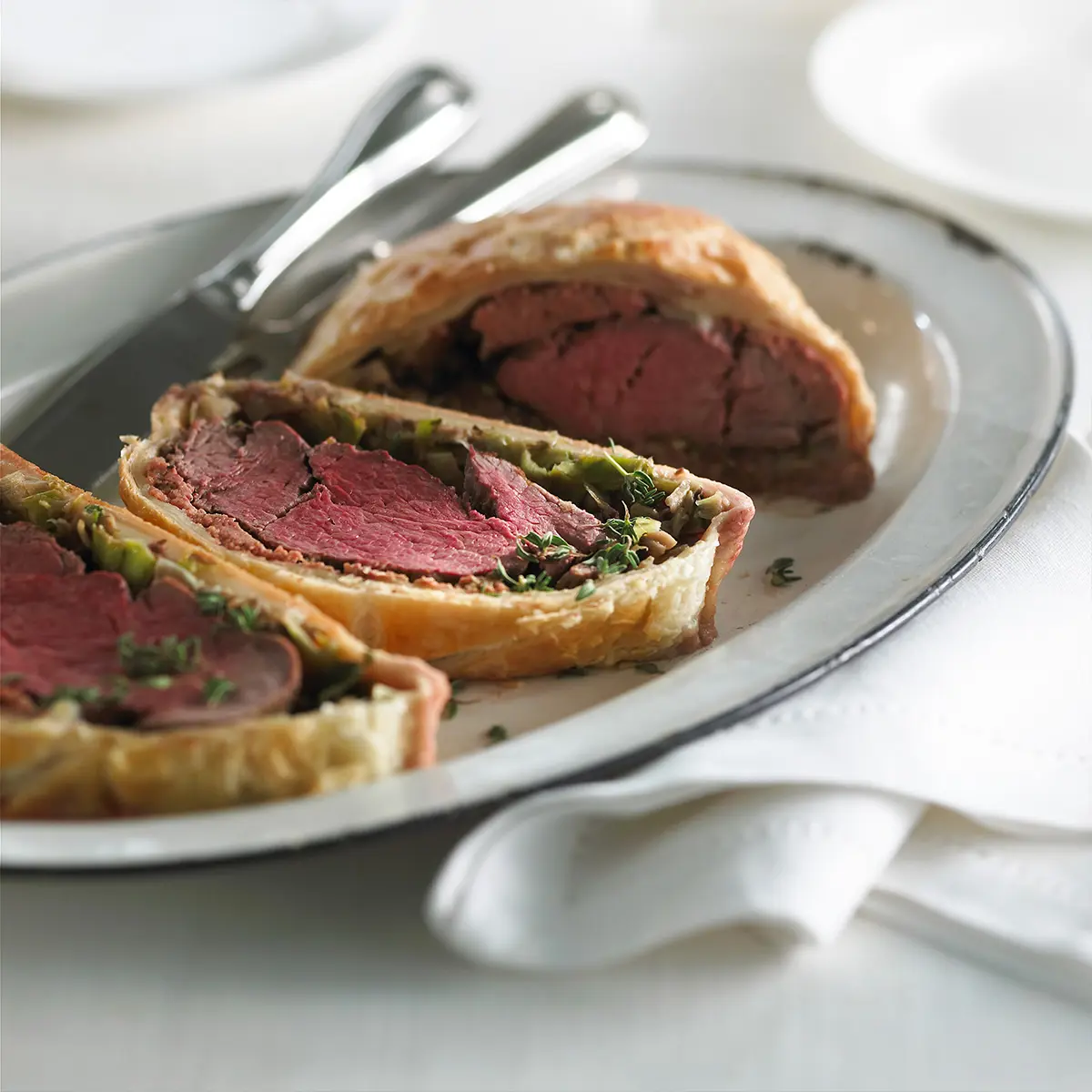 Wellington beef with leeks