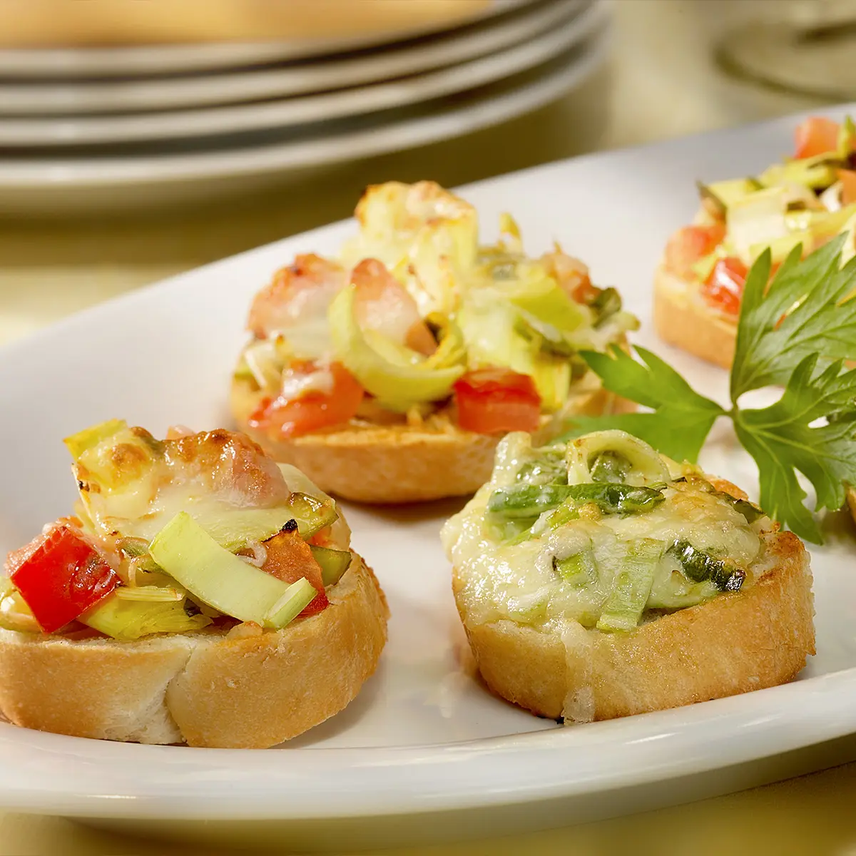 Tomato and leek bruschetta
