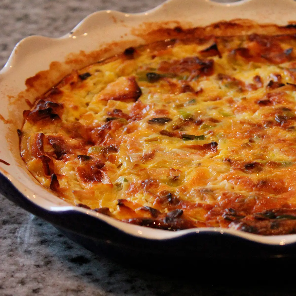 Leek and apple quiche, healthy version