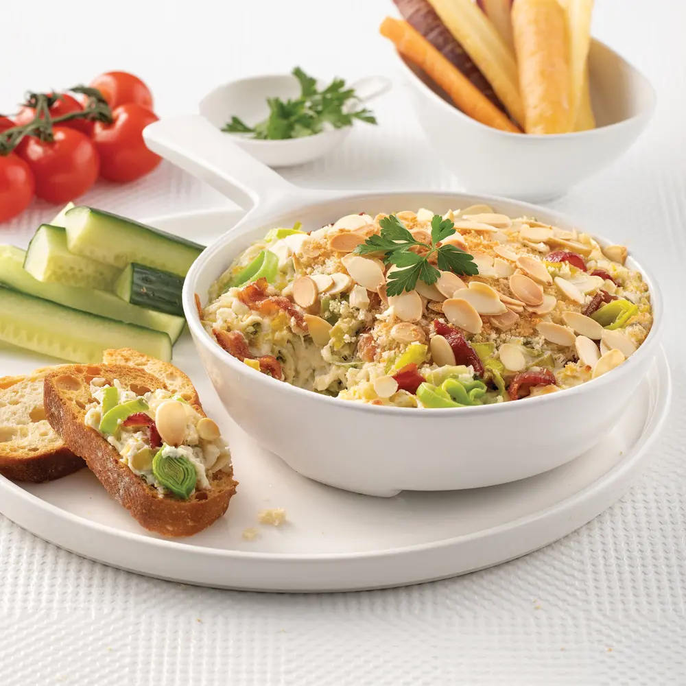 Warm leek and bacon dip