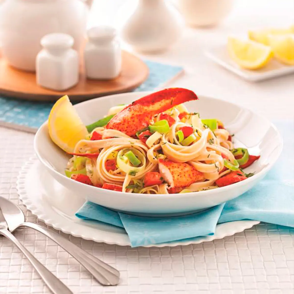 Leek and lobster fettuccines